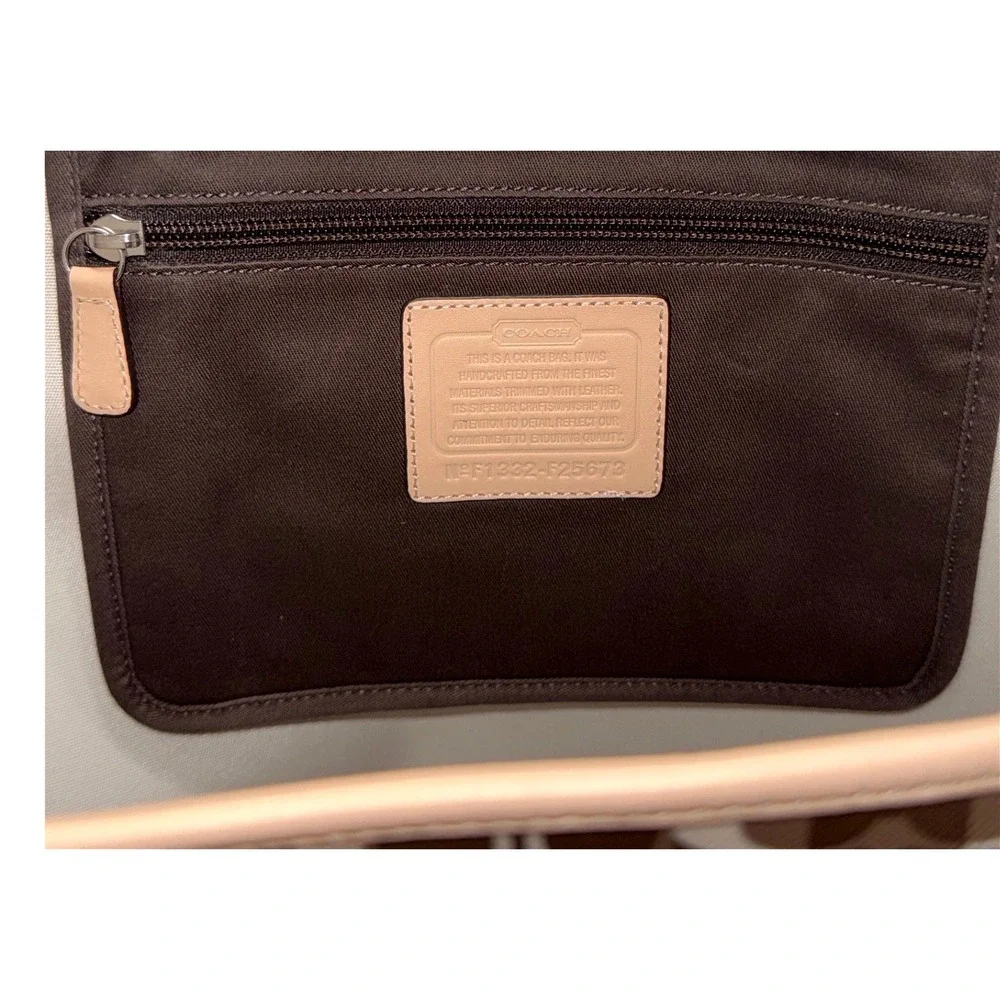 Coach 2013 Park Metro Splt Signature Tote Brown Tan Leather Trim F25673 NWT Read - Picture 5 of 16